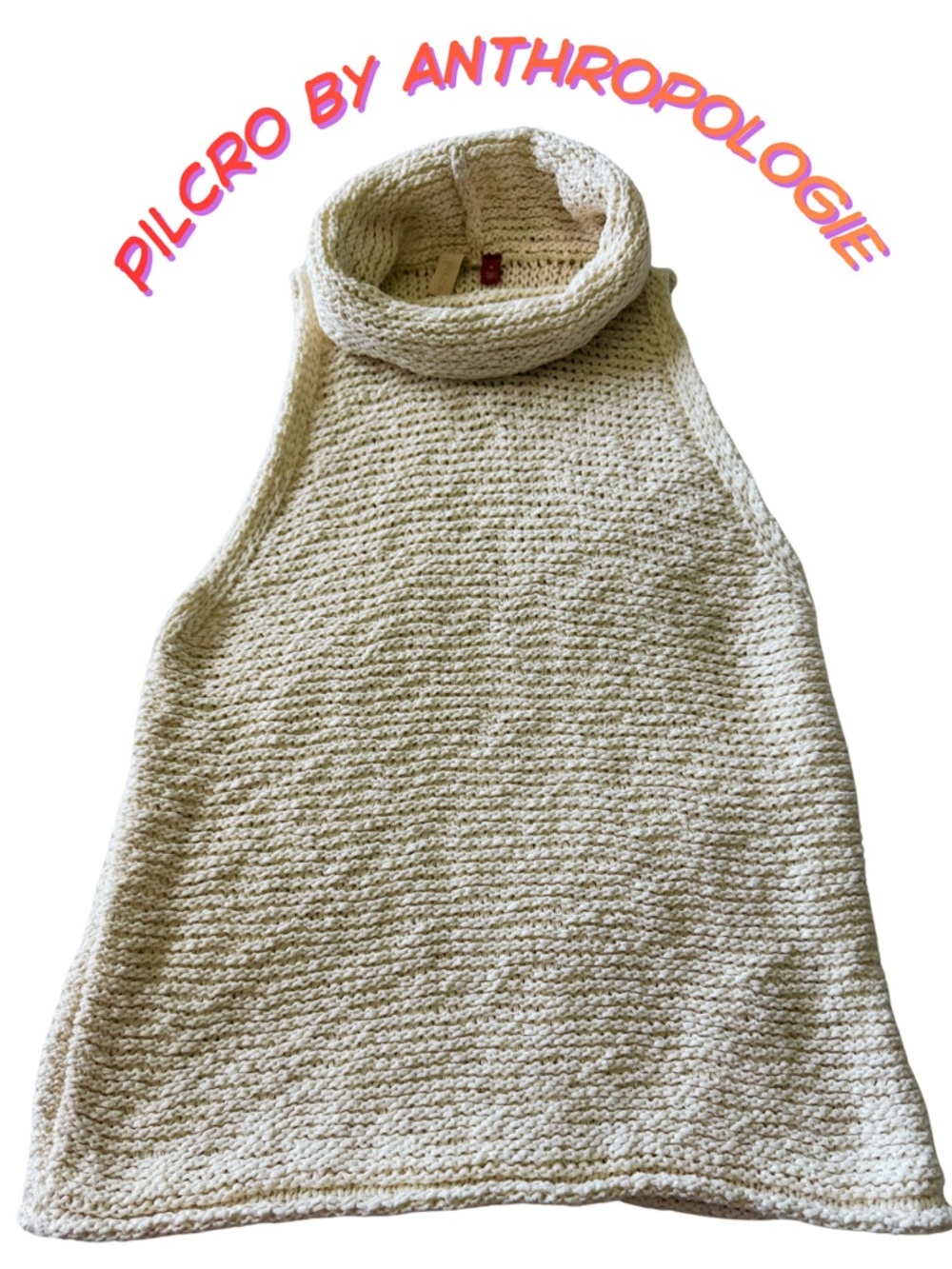 Pilcro by Anthropologie Cream Sleeveless Cowl Neck Sweater